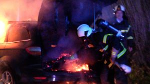 Stjålet bil sat i brand ved Solrød Gymnasium