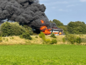 Bus brød i brand