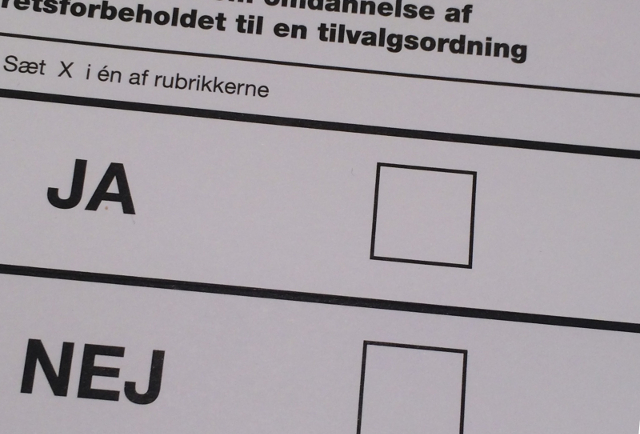 Et flertal af danskerne stemte nej ved torsdagens folkeafstemning. Foto: Rolf Larsen.