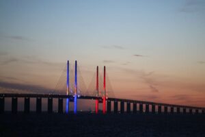 OL-atleter fejres på Øresundsbron